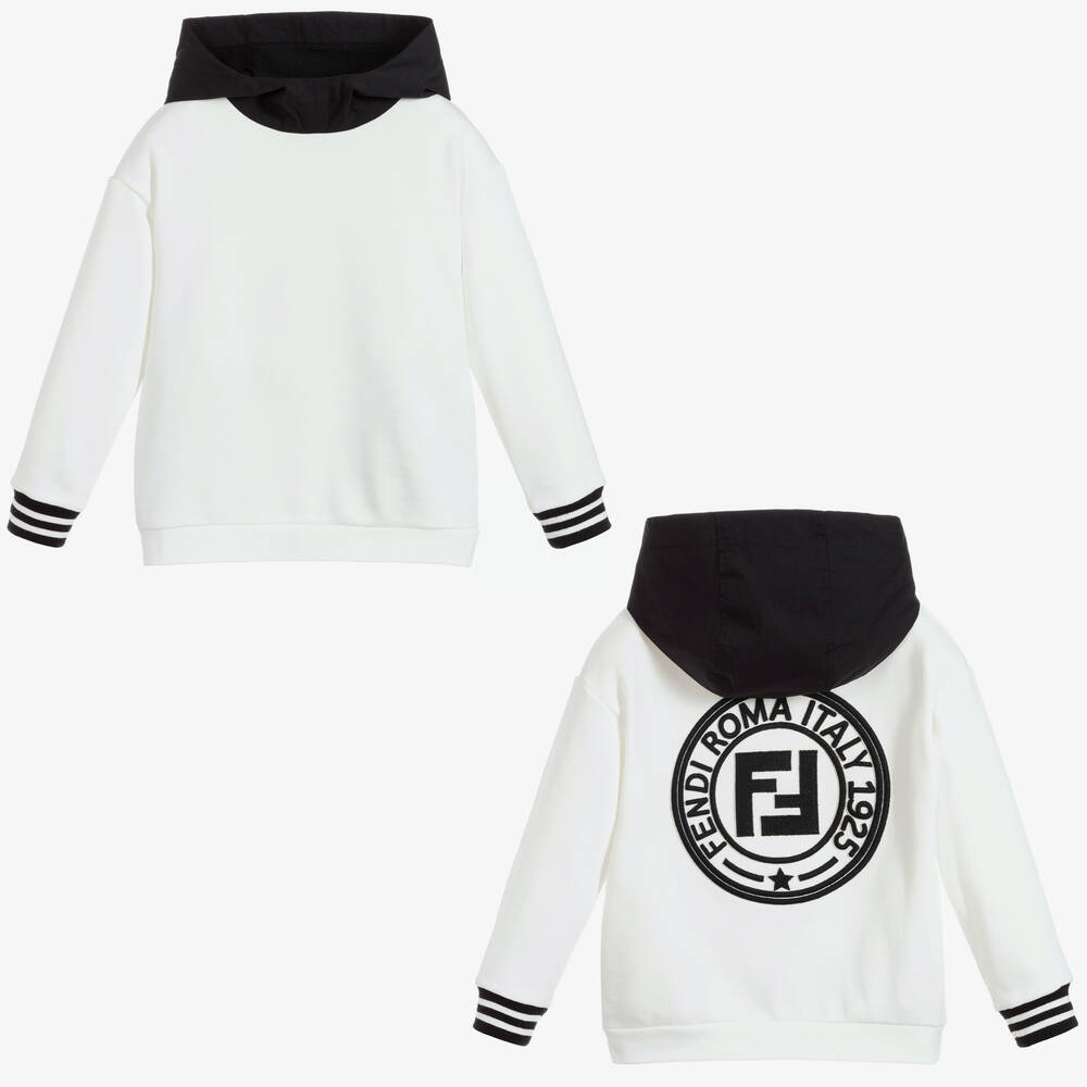 Fendi - Boys Ivory Cotton Hoodie | Childrensalon