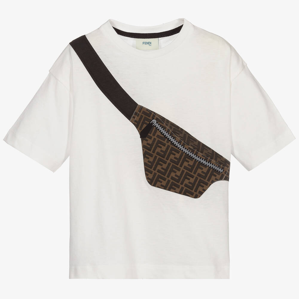 Fendi - Boys Ivory FF Belt Bag T-Shirt | Childrensalon