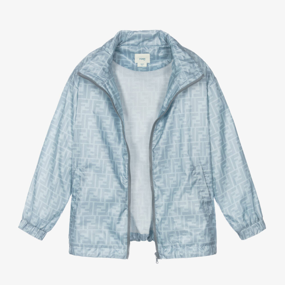 Fendi-Ветровка с логотипом светло-голубая для мальчиков | Childrensalon Outlet