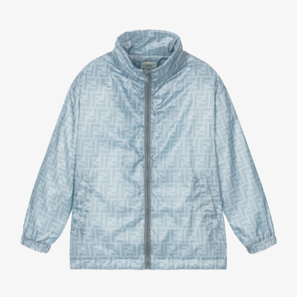 Fendi-Ветровка с логотипом светло-голубая для мальчиков | Childrensalon Outlet