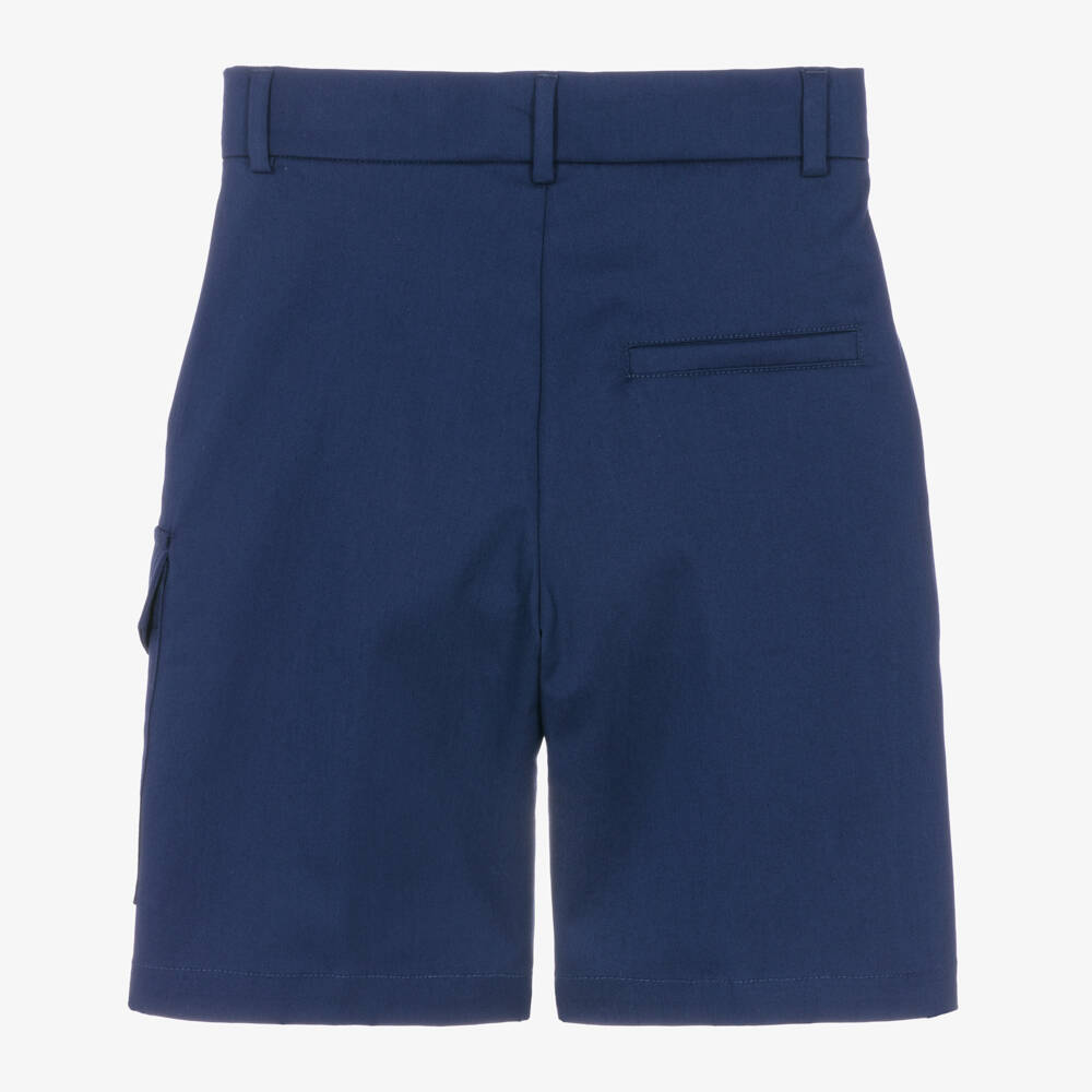 Fendi-Boys Navy Blue Cotton Gabardine Shorts | Childrensalon Outlet