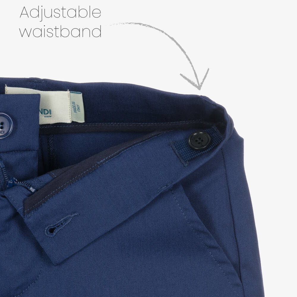 Fendi-Boys Navy Blue Cotton Gabardine Shorts | Childrensalon Outlet