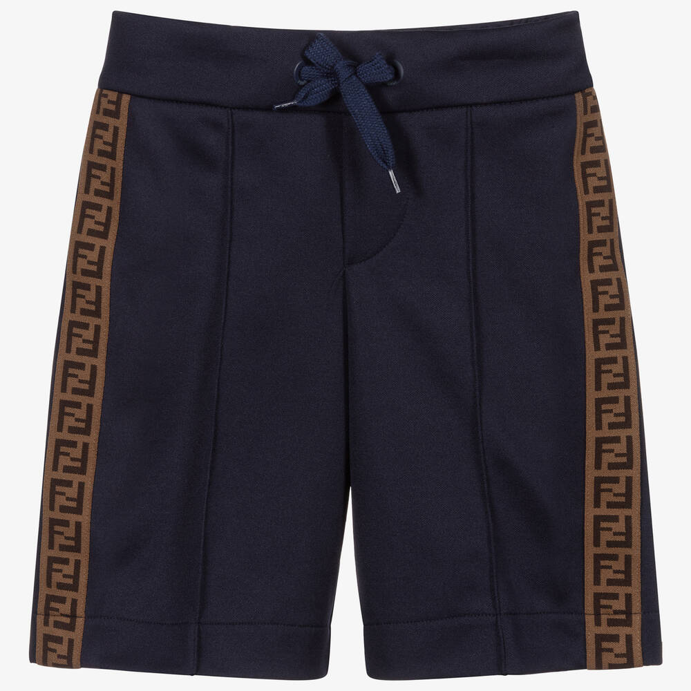 Fendi - Boys Navy Blue FF Logo Shorts | Childrensalon