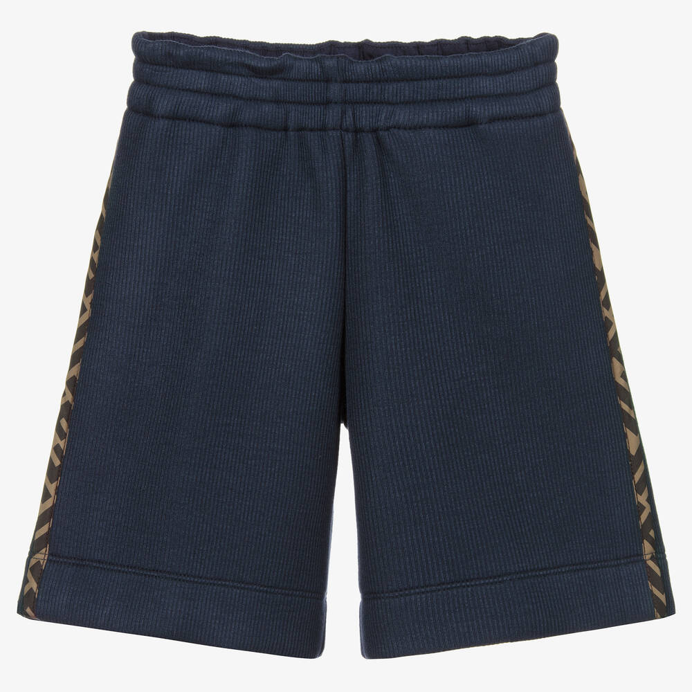 Fendi - Short bleu marine à logo Garçon | Childrensalon