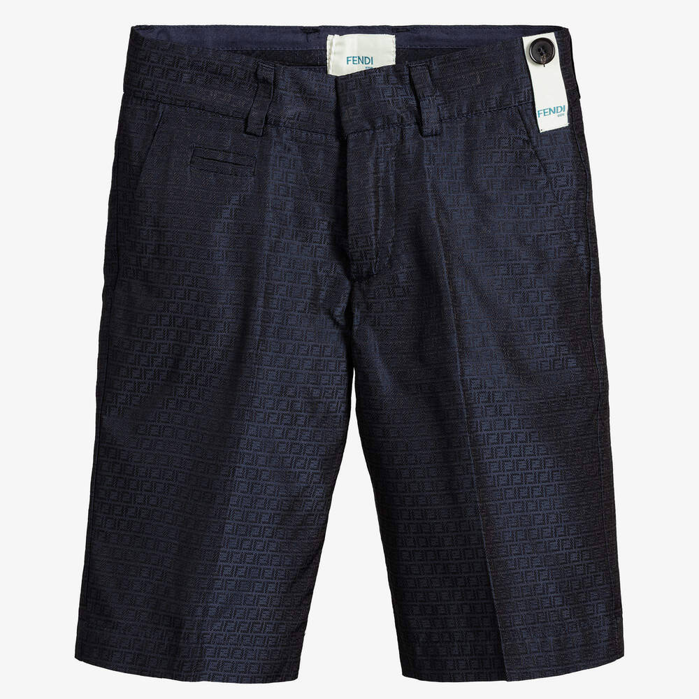 Fendi - Boys Navy Blue Silk Shorts | Childrensalon