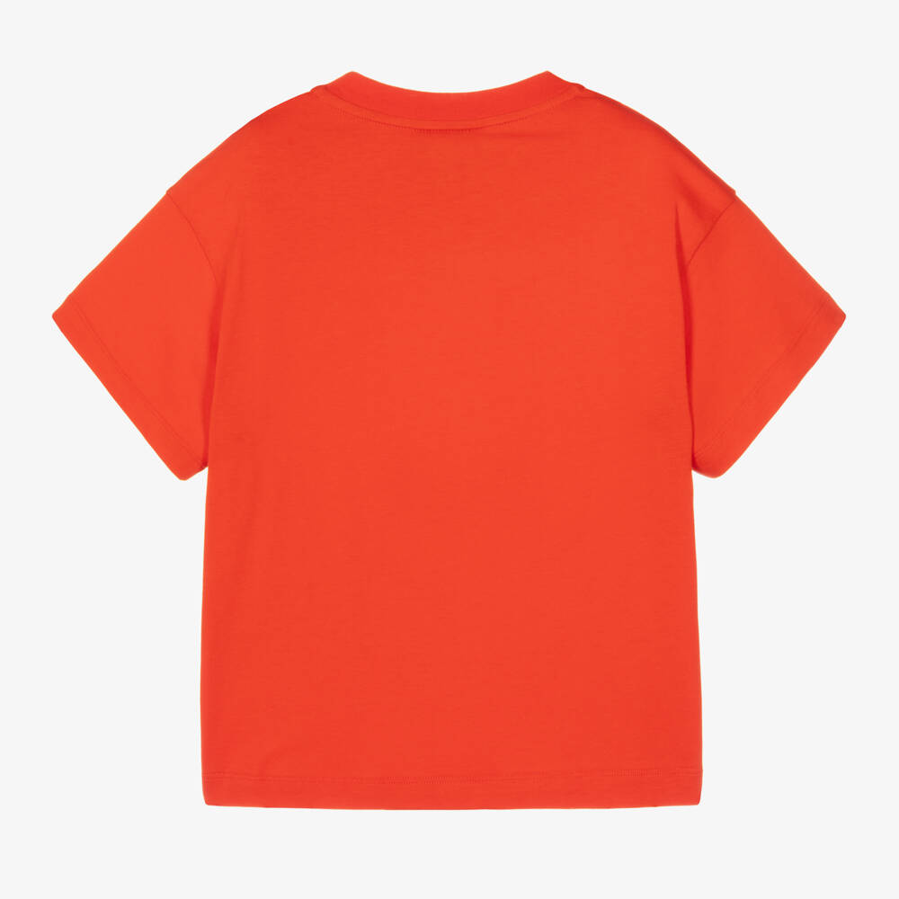 Fendi-Футболка из хлопка с медведем красная для мальчиков | Childrensalon Outlet