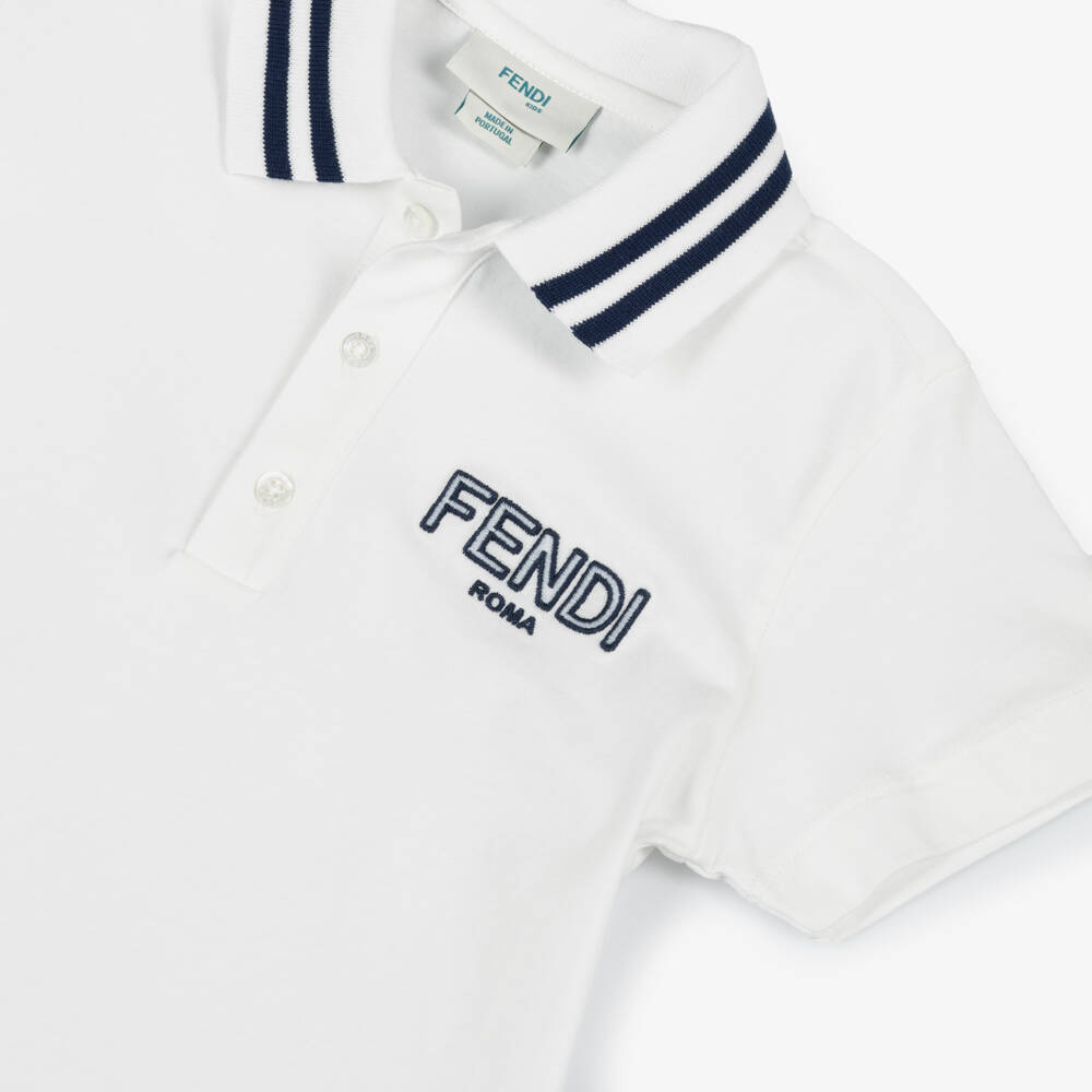 Fendi-Boys Soft White Polo Shirt | Childrensalon Outlet