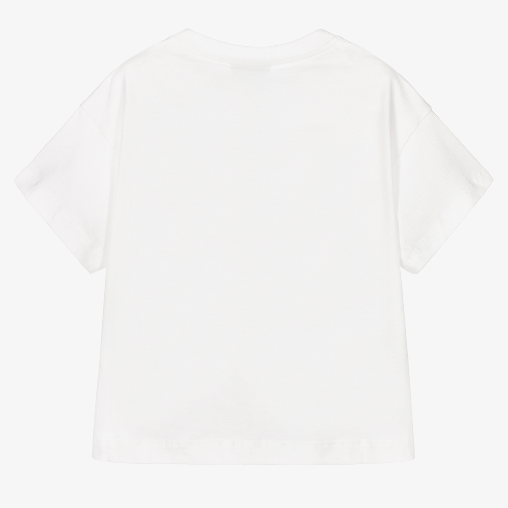 Fendi-Boys White Cotton Logo T-Shirt | Childrensalon Outlet