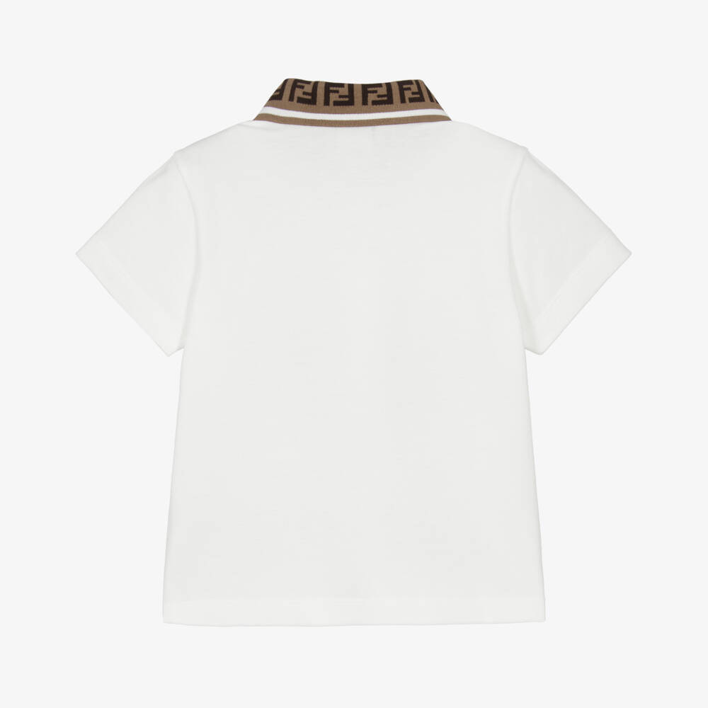 Fendi-Boys White Cotton Polo Shirt | Childrensalon Outlet