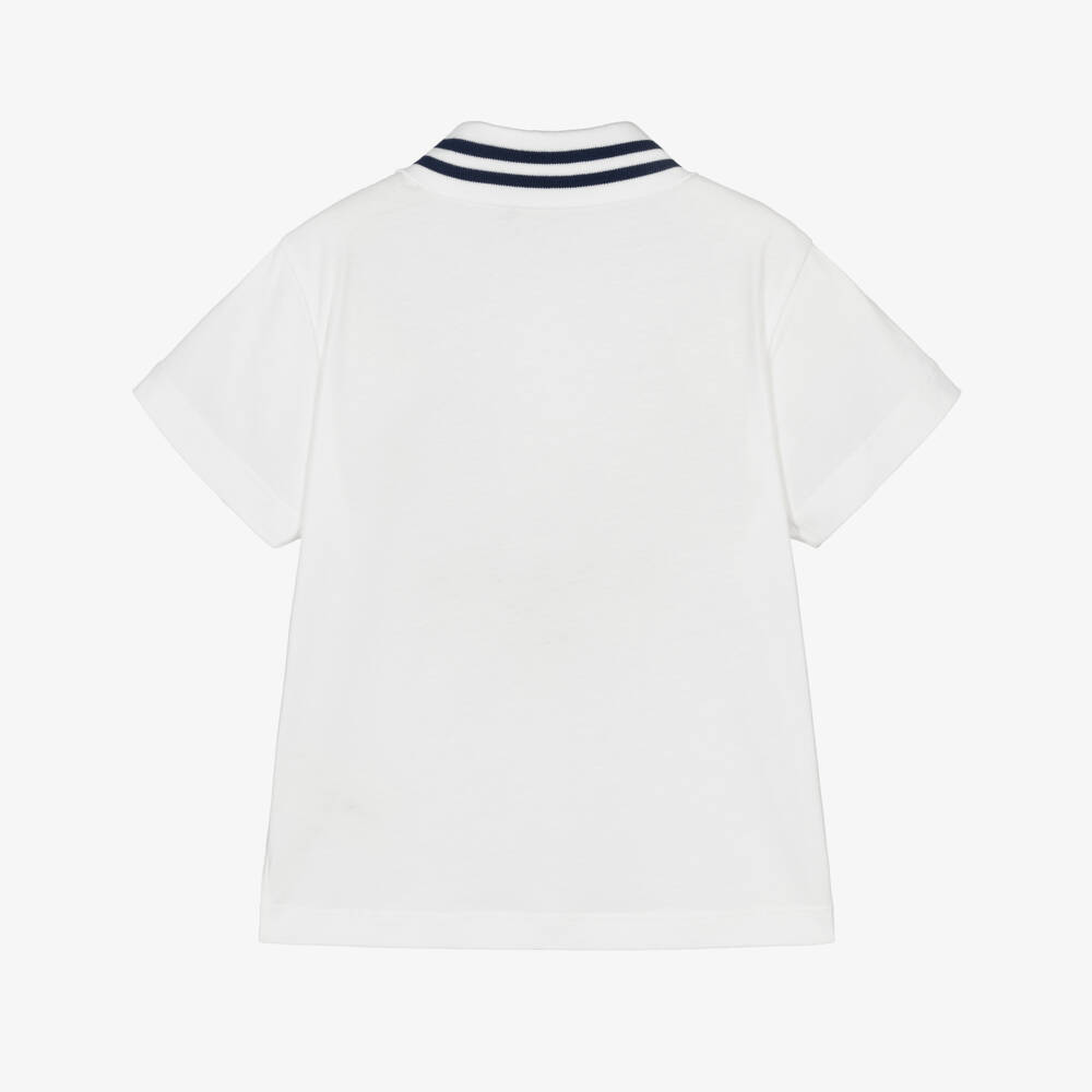 Fendi-Boys White Cotton Polo Shirt | Childrensalon Outlet