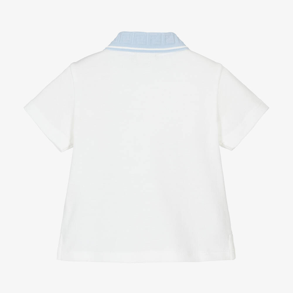 Fendi-Boys White Cotton Polo Shirt | Childrensalon Outlet
