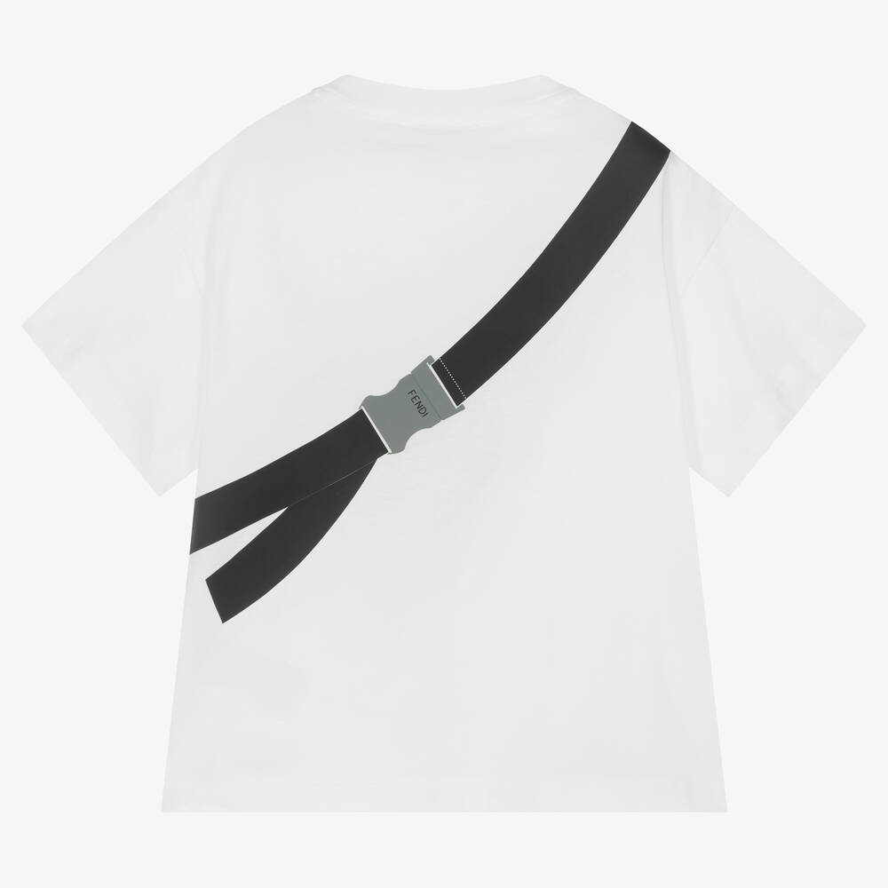 Fendi-Boys White Cotton T-Shirt | Childrensalon Outlet