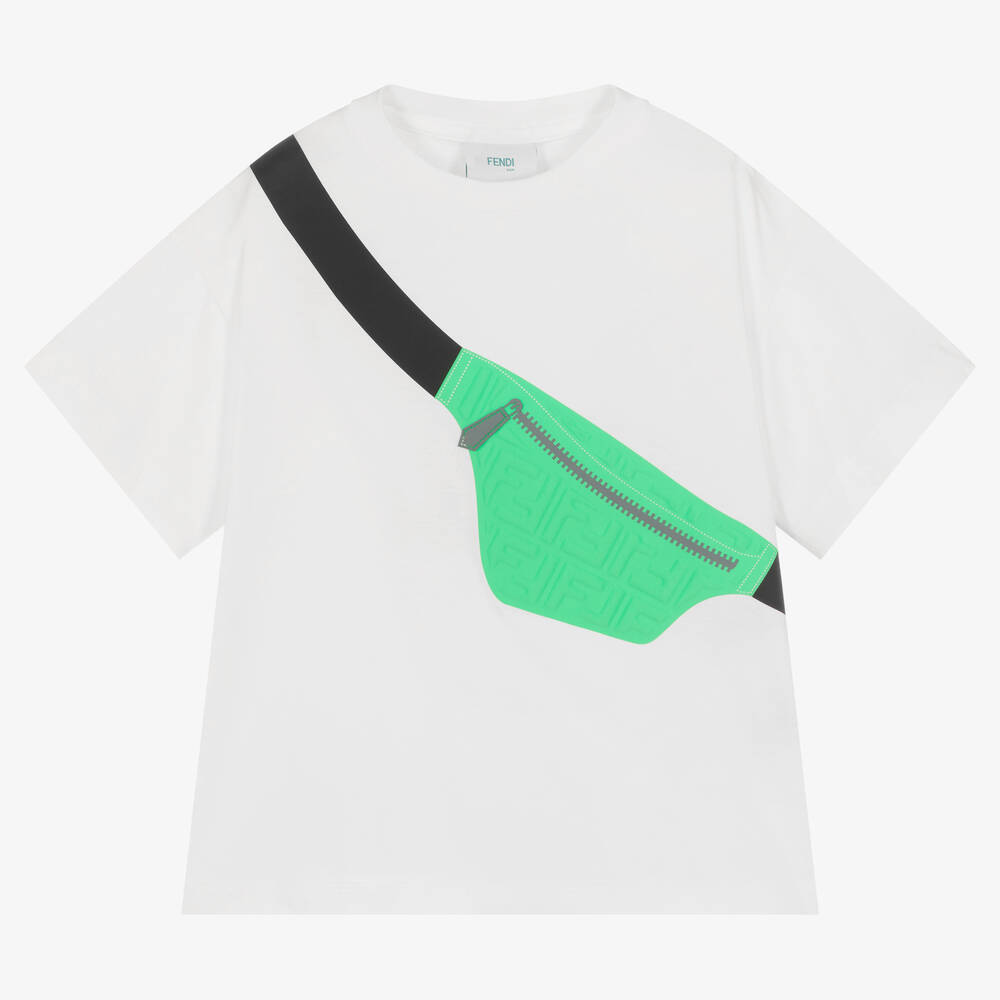 Fendi - Boys White Cotton T-Shirt | Childrensalon