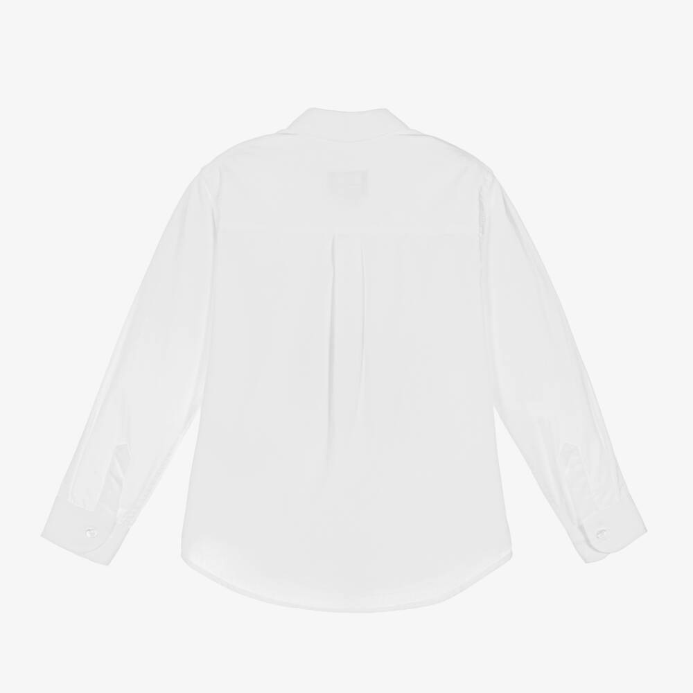 Fendi-Белая хлопковая рубашка с вышивкой для мальчиков | Childrensalon Outlet