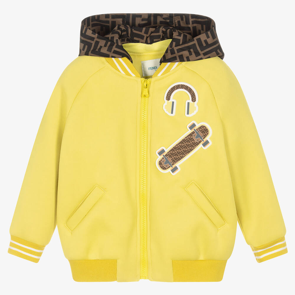 Fendi - Boys Yellow FF Logo Jacket | Childrensalon
