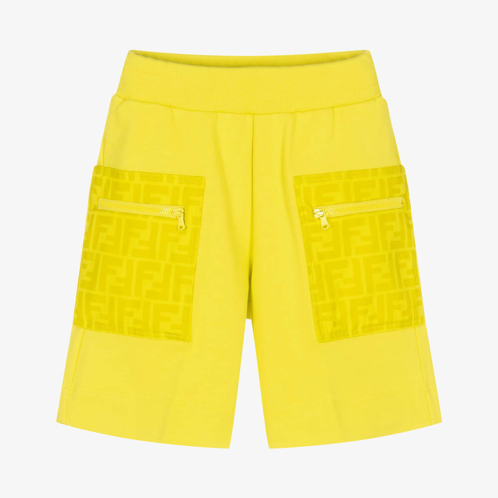 Fendi - Boys Yellow FF Logo Shorts | Childrensalon