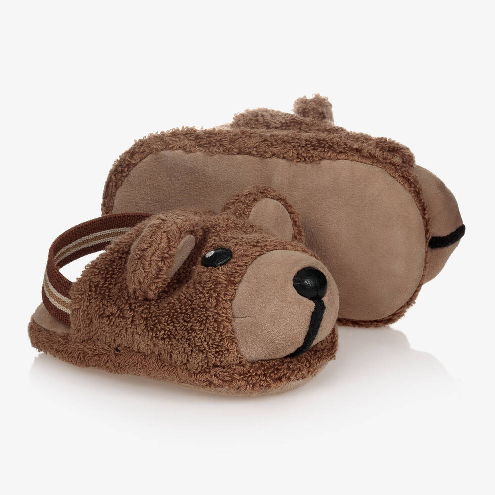 Fendi - Brown Bear Pre-Walker Slippers | Childrensalon