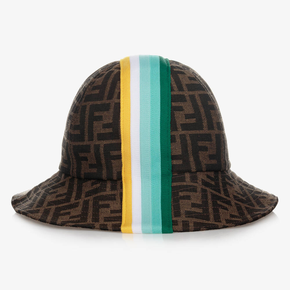 Fendi-Brown FF Logo Cloche Hat | Childrensalon Outlet