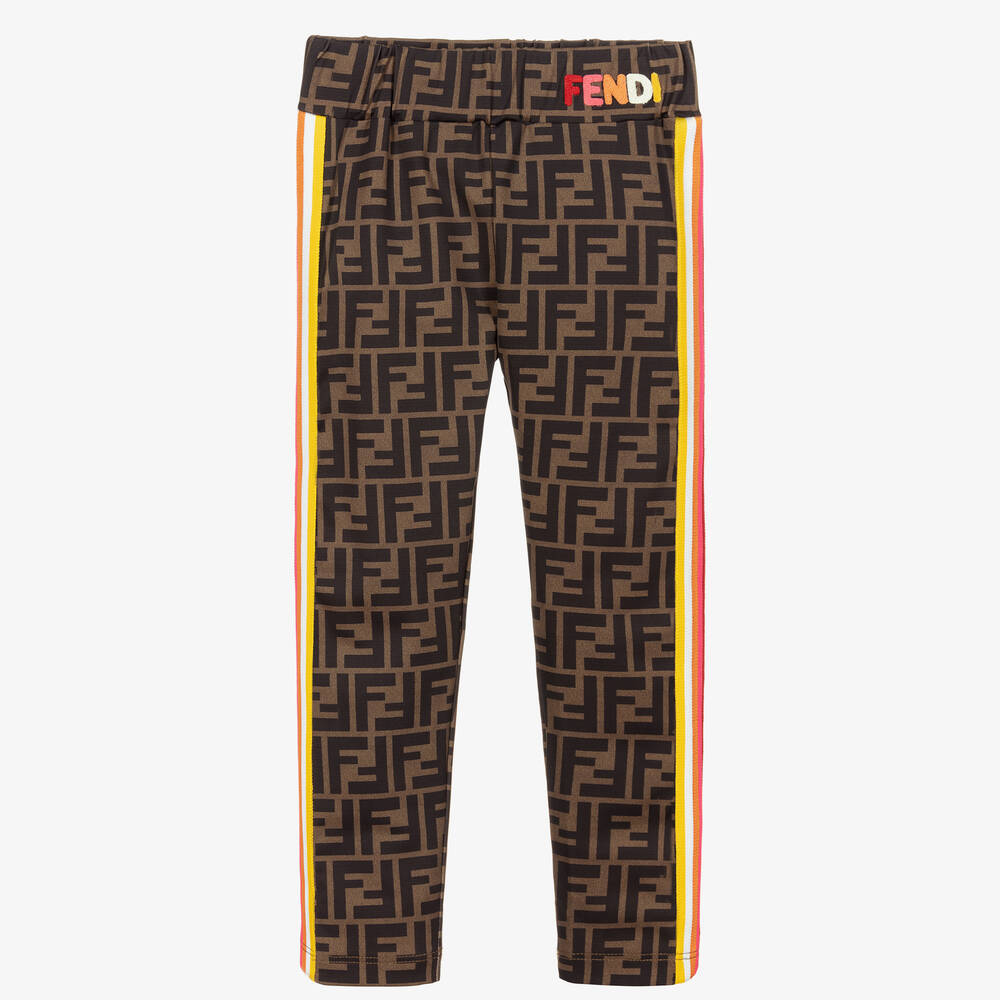 Fendi - Brown FF Logo Leggings | Childrensalon