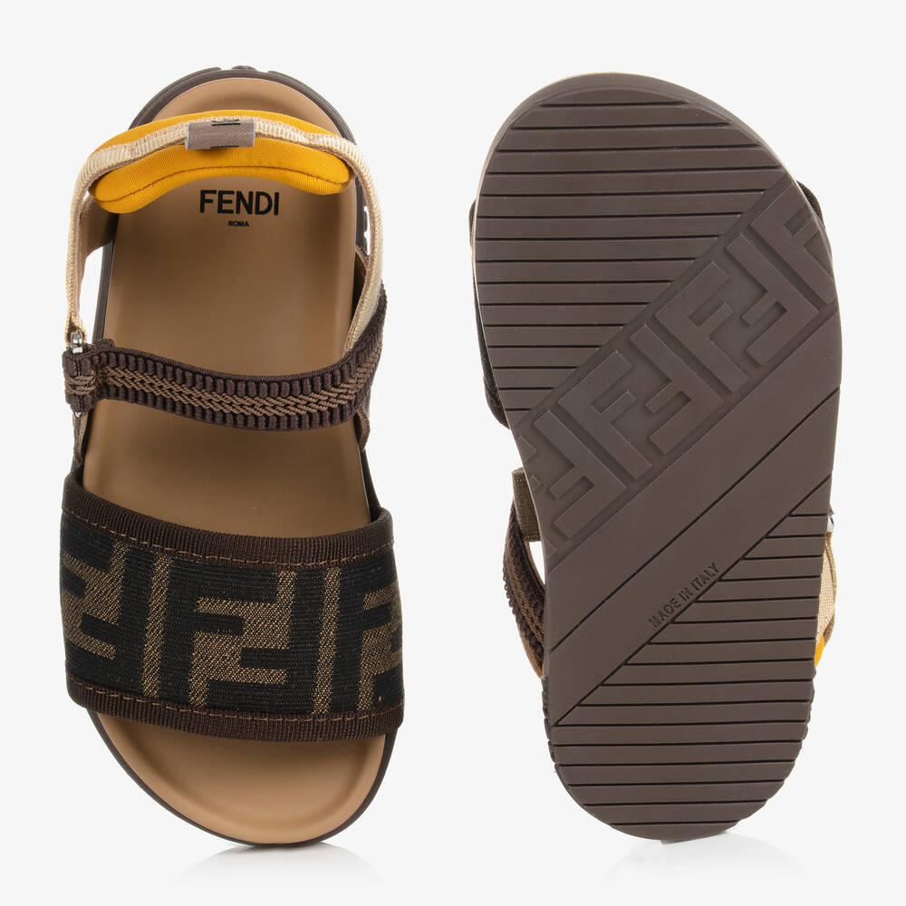 فندي-صندل جلد لون بني وبيج | Childrensalon Outlet