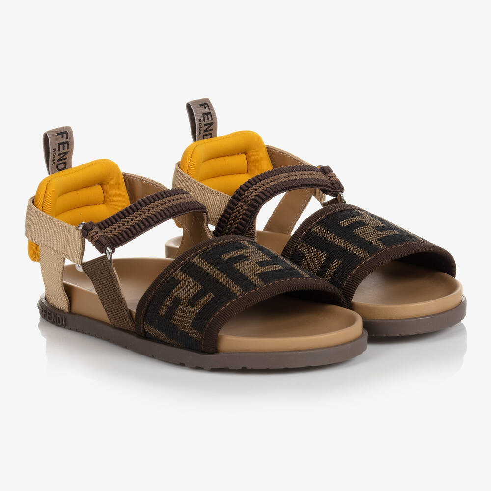 Fendi - Sandales marron FF | Childrensalon