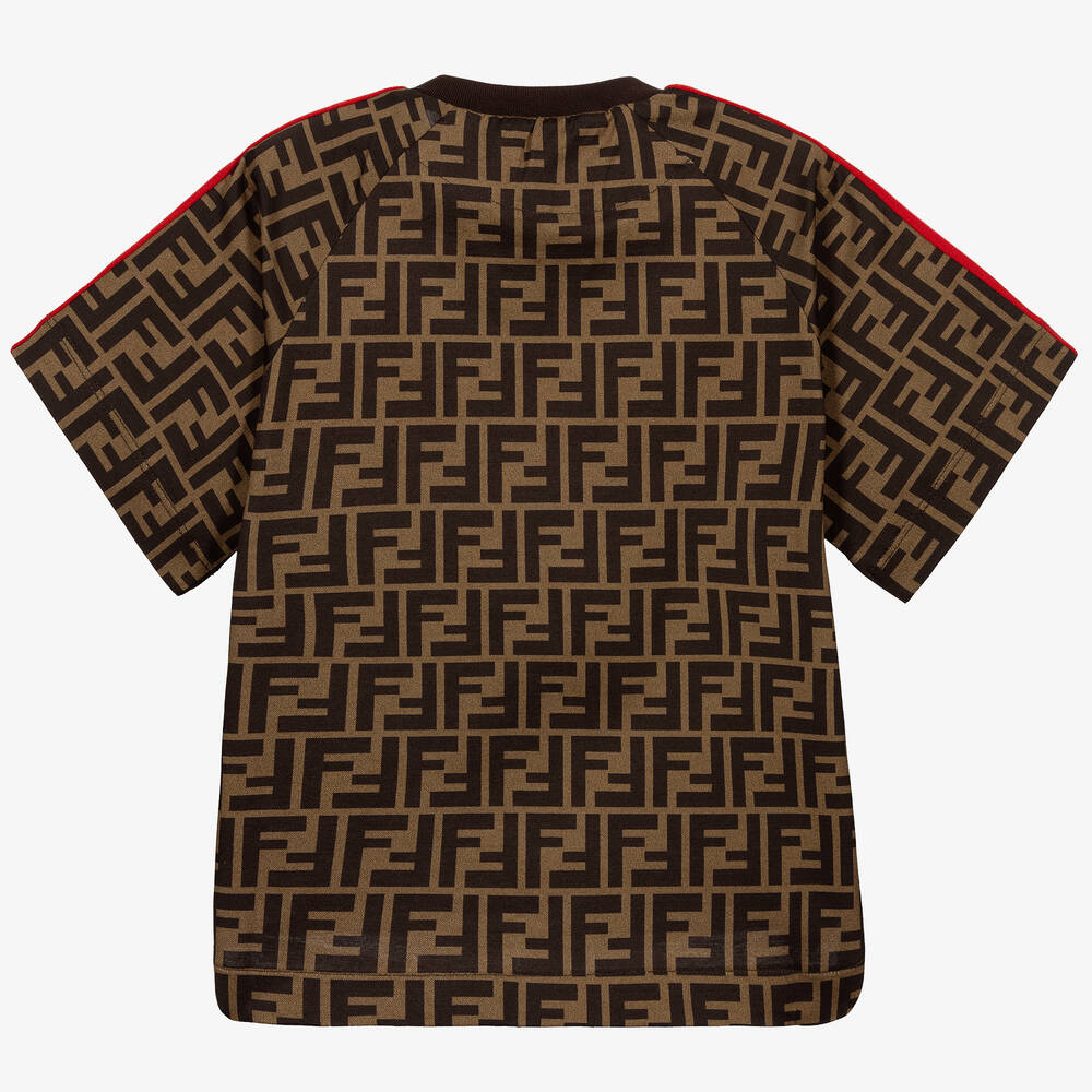Fendi Brown FF Logo T Shirt Childrensalon Outlet