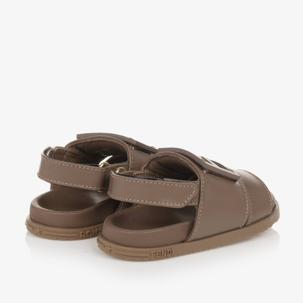 Fendi-Brown Leather FF Sandals | Childrensalon Outlet