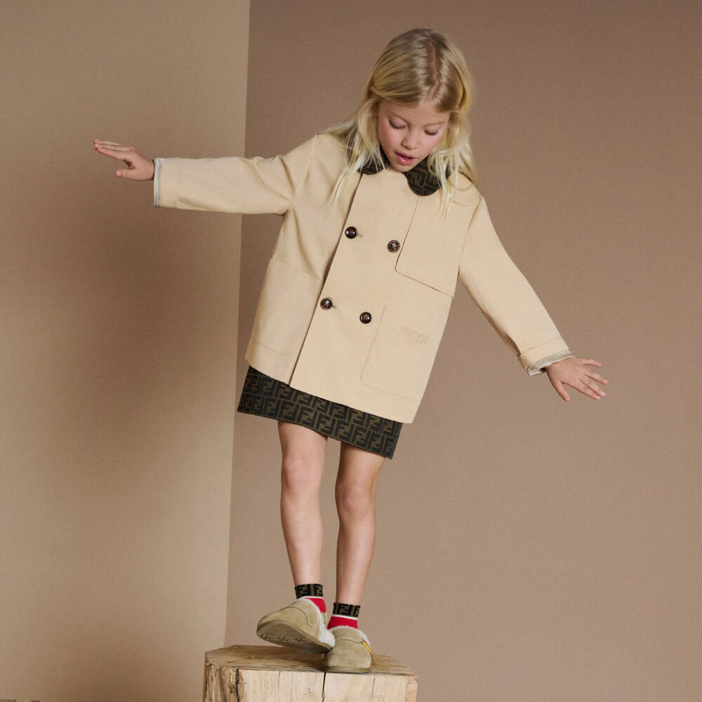 Fendi-Children's Beige Cotton Trench Coat | Childrensalon Outlet