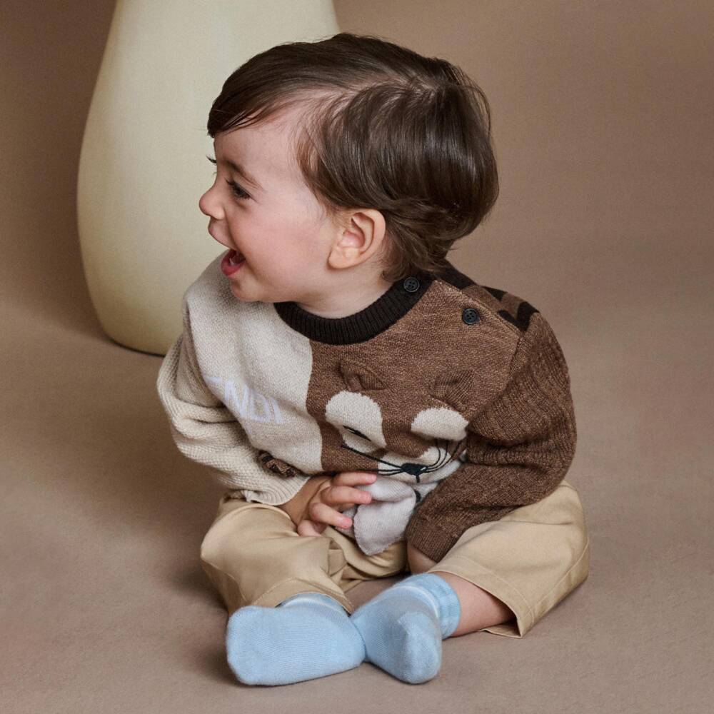 Fendi-كنزة صوفية دافئة بلون البيج | Childrensalon Outlet