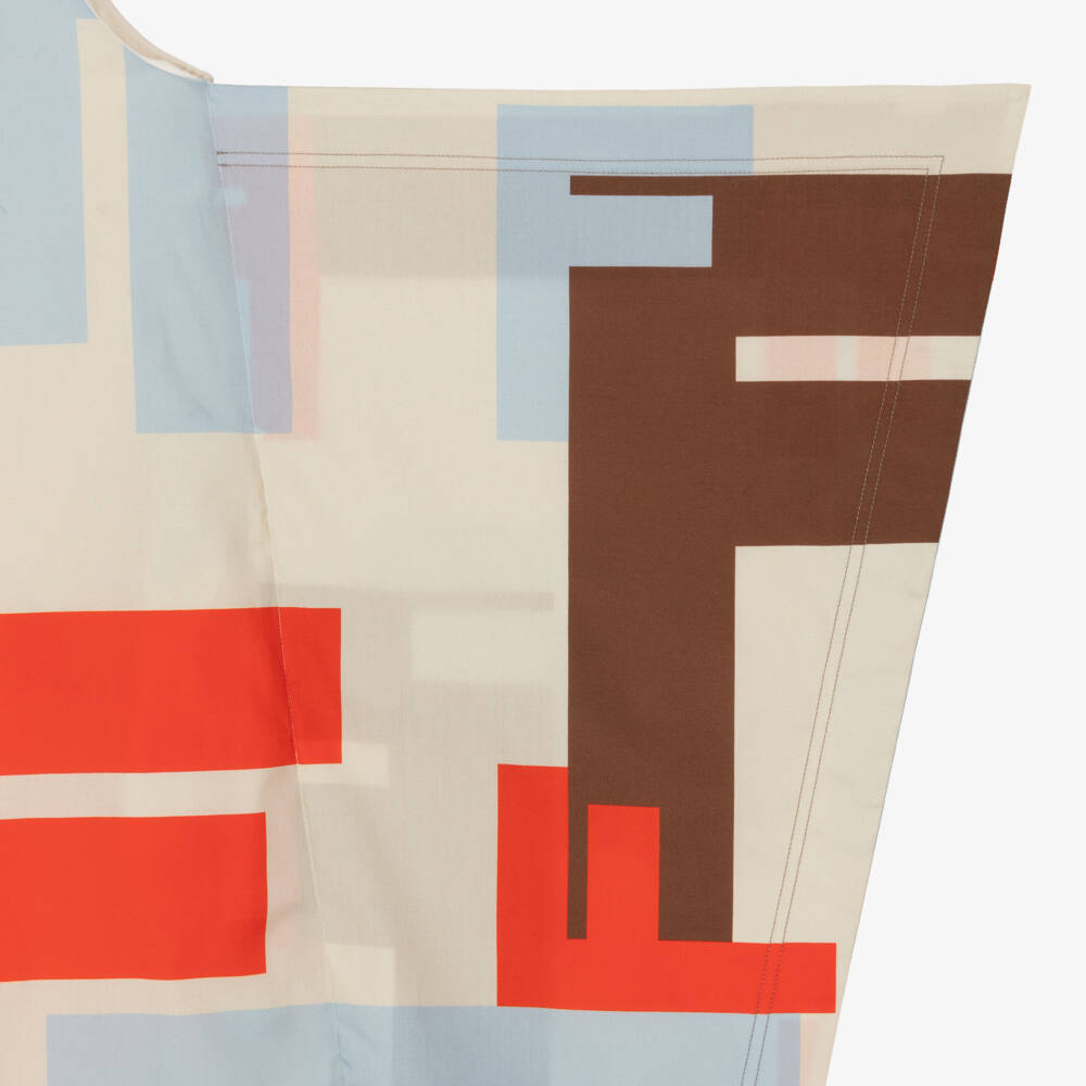 Fendi-Платье из бежевого хлопка с логотипом для девочек | Childrensalon Outlet