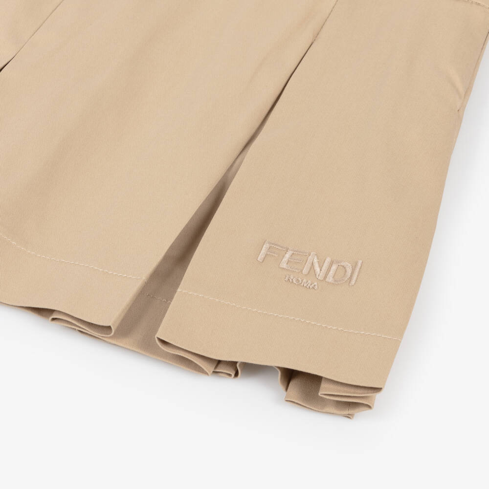 Fendi-تنورة بيج من القطن الفاخر للبنات | Childrensalon Outlet