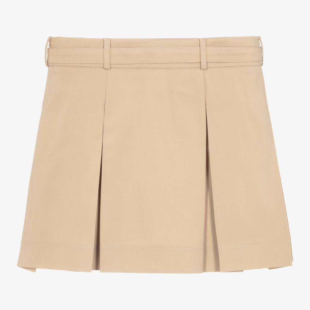 Fendi-Girls Beige Cotton Twill Skirt | Childrensalon Outlet