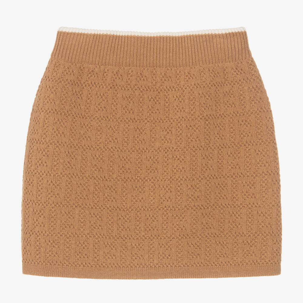 Fendi-تنورة صوف محبوك لون بيج | Childrensalon Outlet