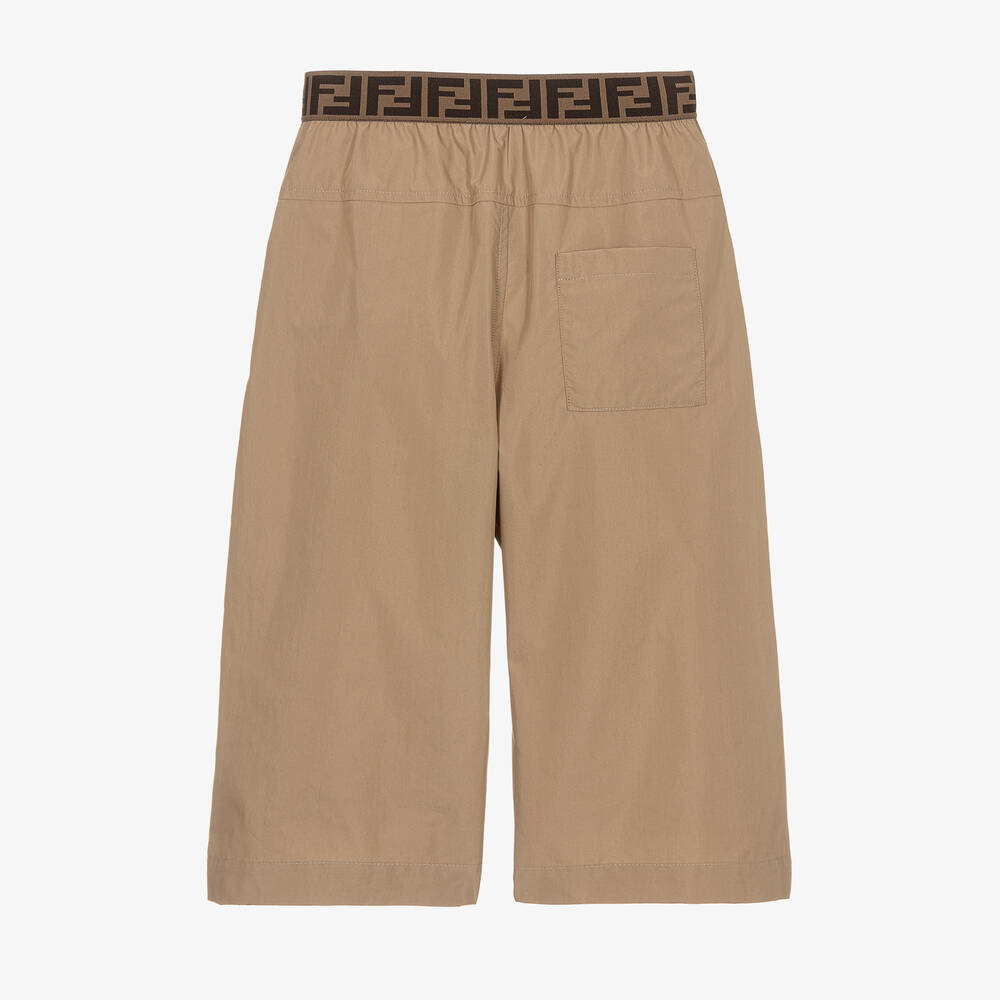 Fendi-Girls Beige Wide Leg Trousers | Childrensalon Outlet