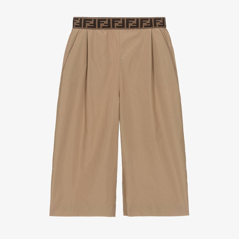 Fendi-Широкие бежевые брюки для девочек | Childrensalon Outlet
