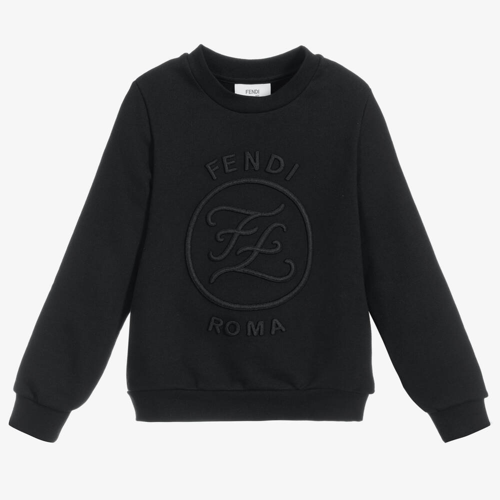 Fendi - Girls Black Cotton Sweatshirt | Childrensalon