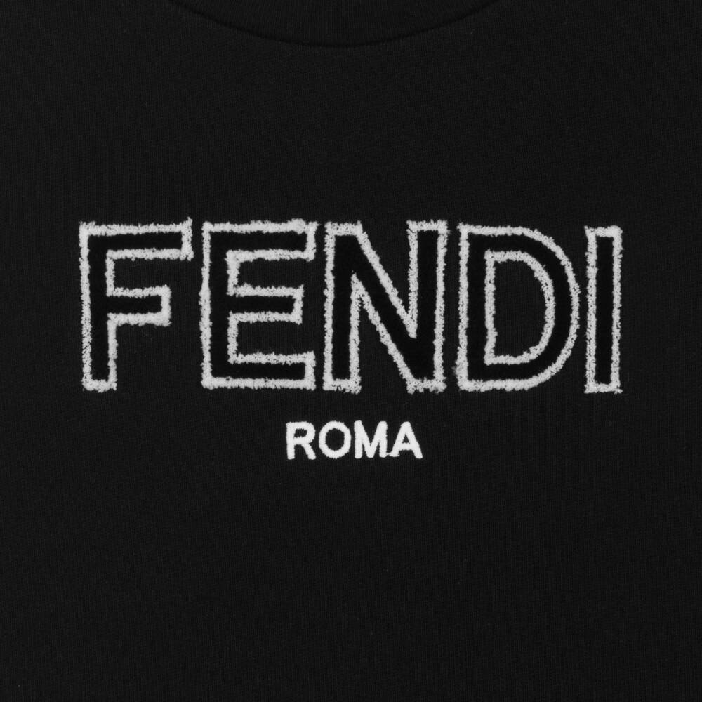 Fendi-Girls Black Cotton Sweatshirt | Childrensalon Outlet