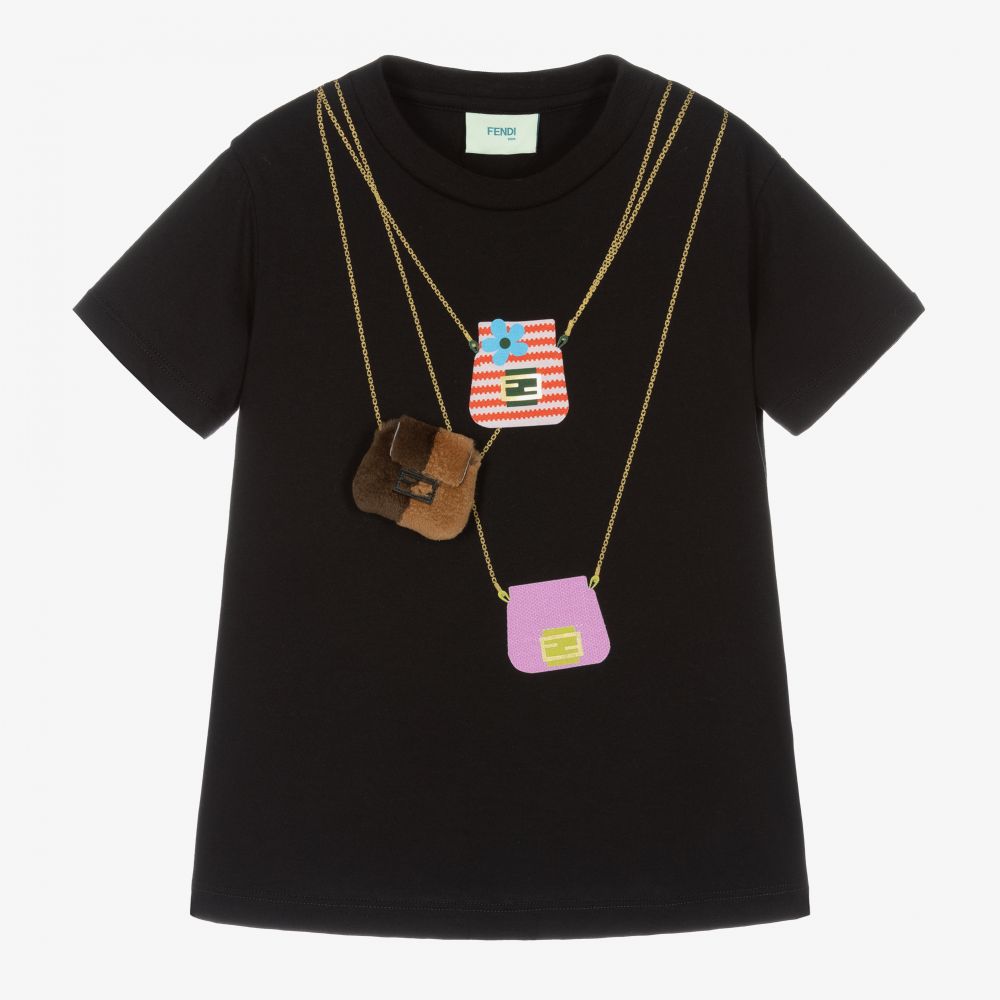 Fendi - Schwarzes Baumwoll-T-Shirt (M)  | Childrensalon