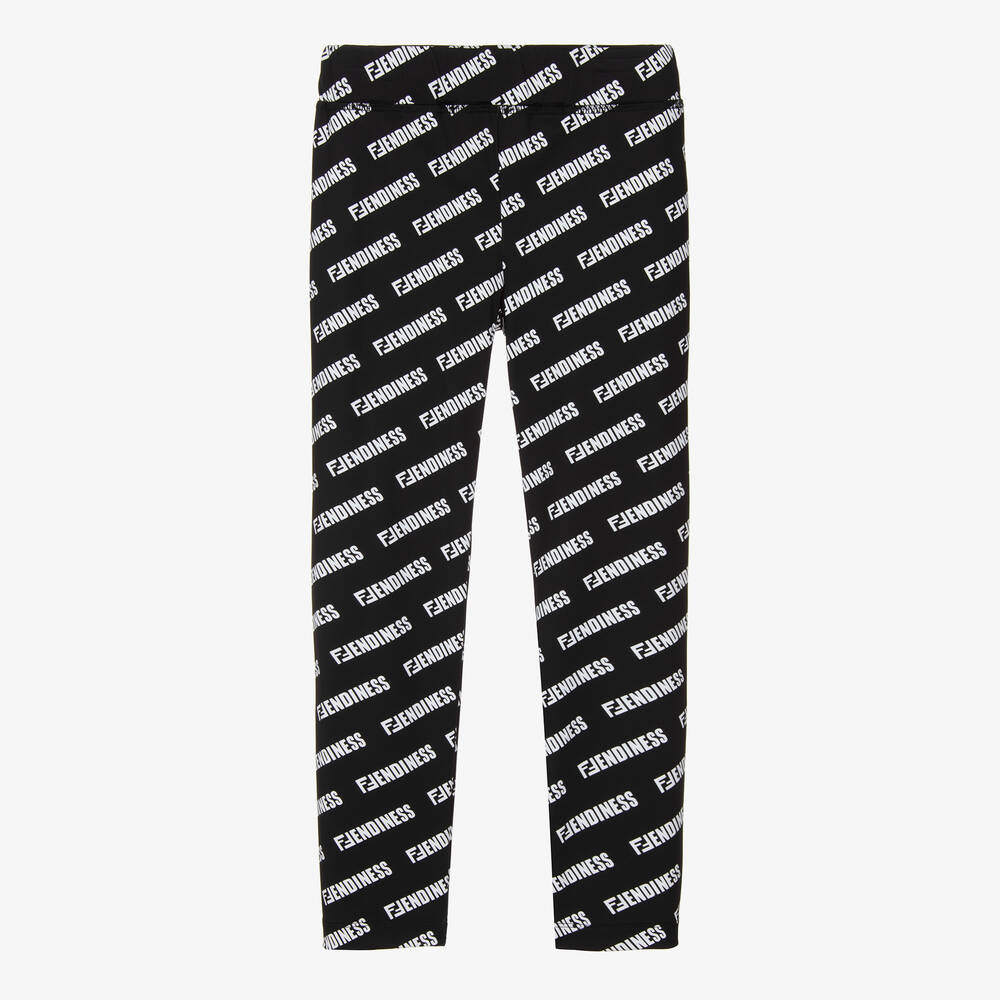 Fendi-Girls Black Fendiness Leggings | Childrensalon Outlet