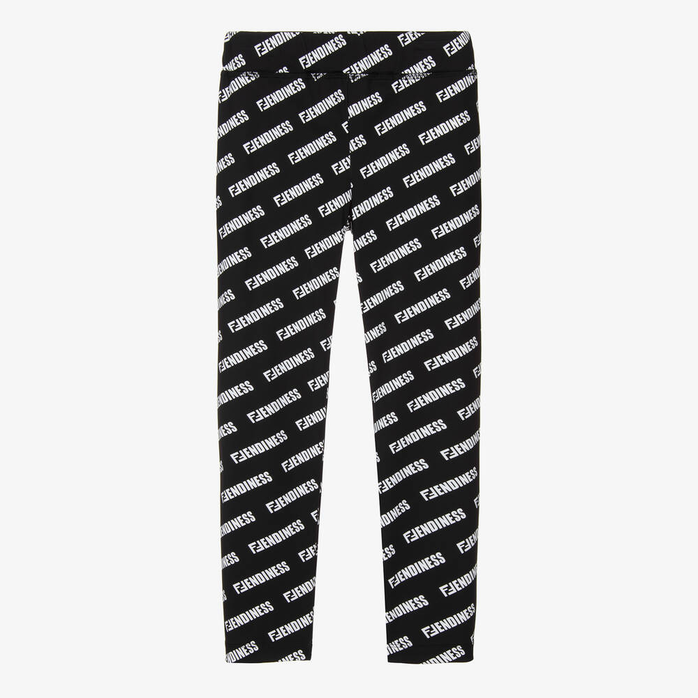 Fendi - Girls Black Fendiness Leggings | Childrensalon