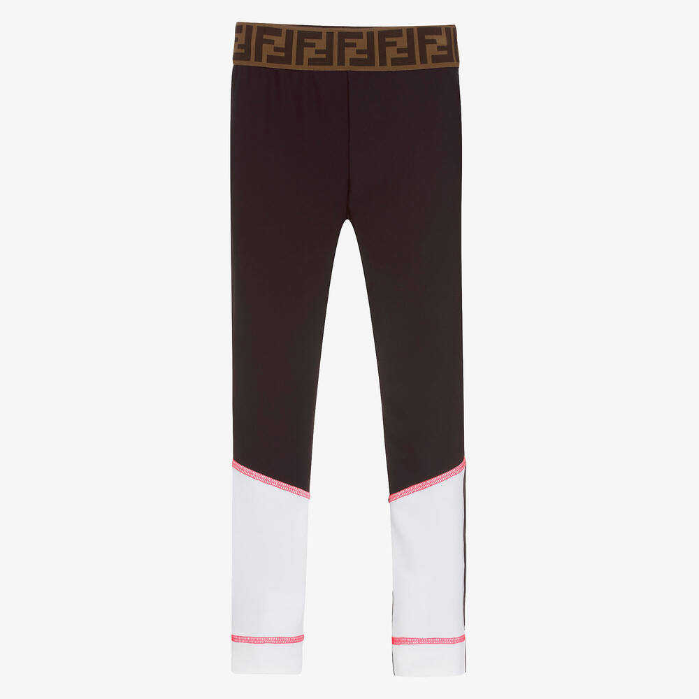 Fendi - Girls Black Logo Leggings | Childrensalon