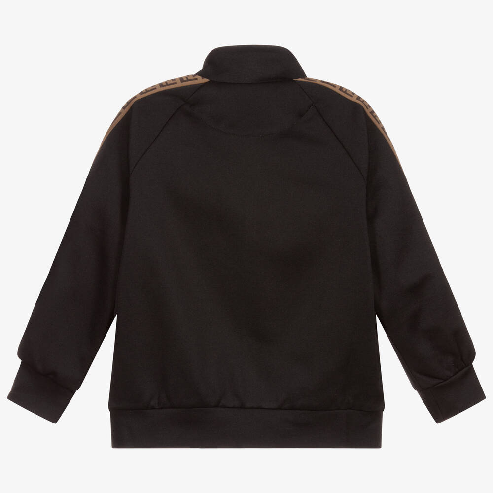 Fendi - Girls Black Logo Zip-Up Top | Childrensalon Outlet