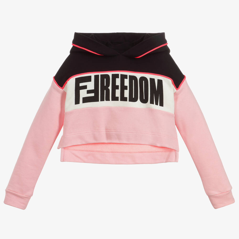 Fendi - Girls Black & Pink Hoodie | Childrensalon