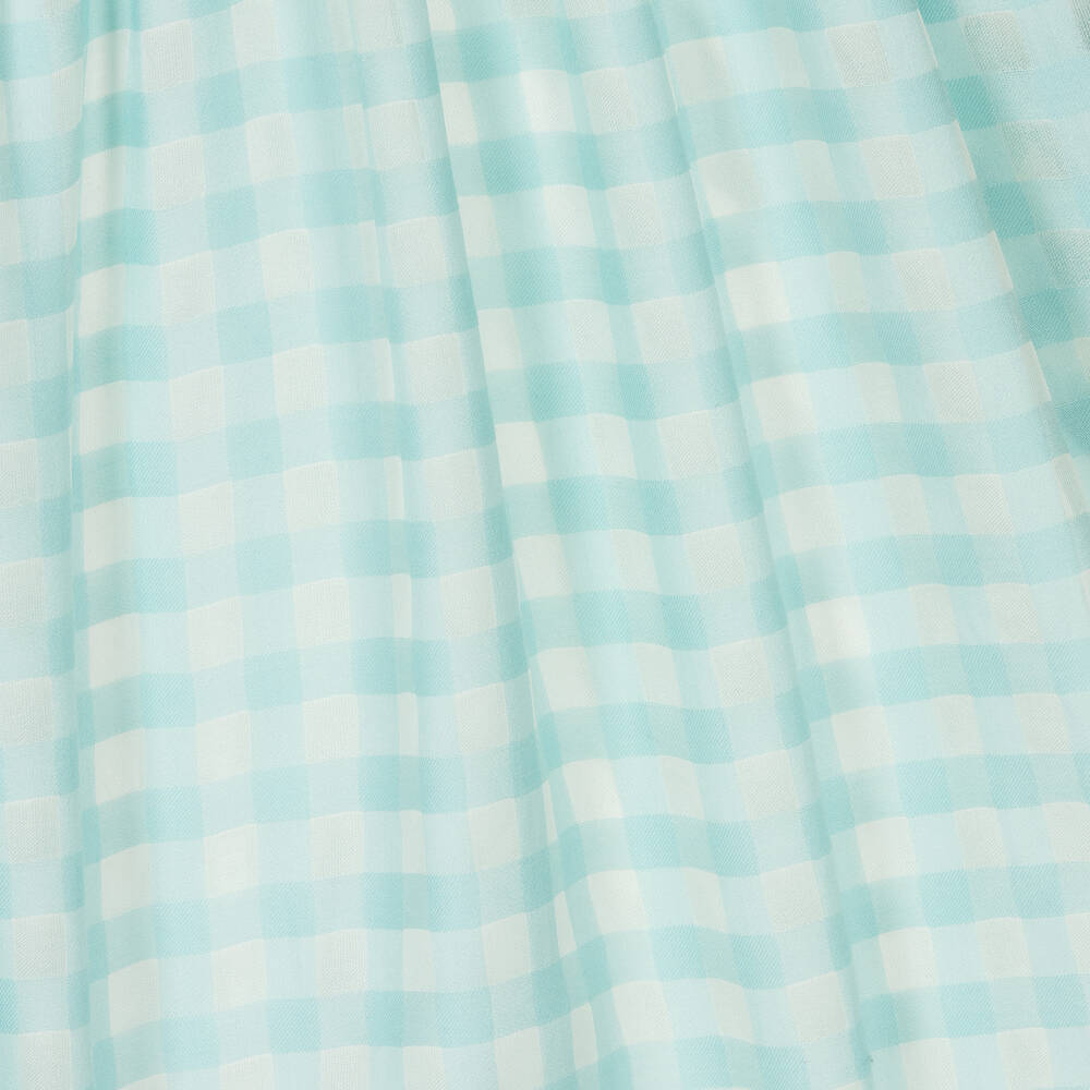 Fendi-Girls Blue Check Wool & Silk Dress | Childrensalon Outlet