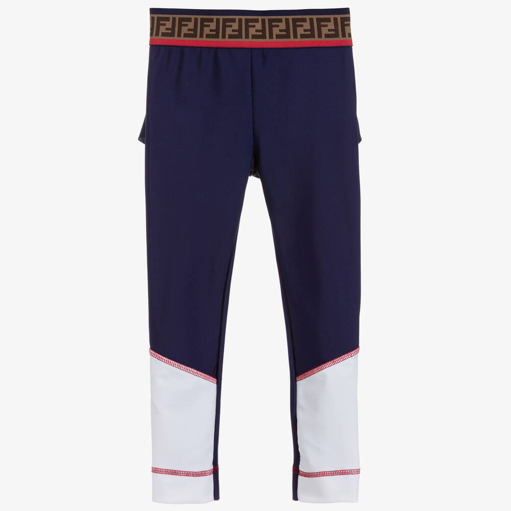 Fendi - Girls Blue FF Lycra Leggings | Childrensalon