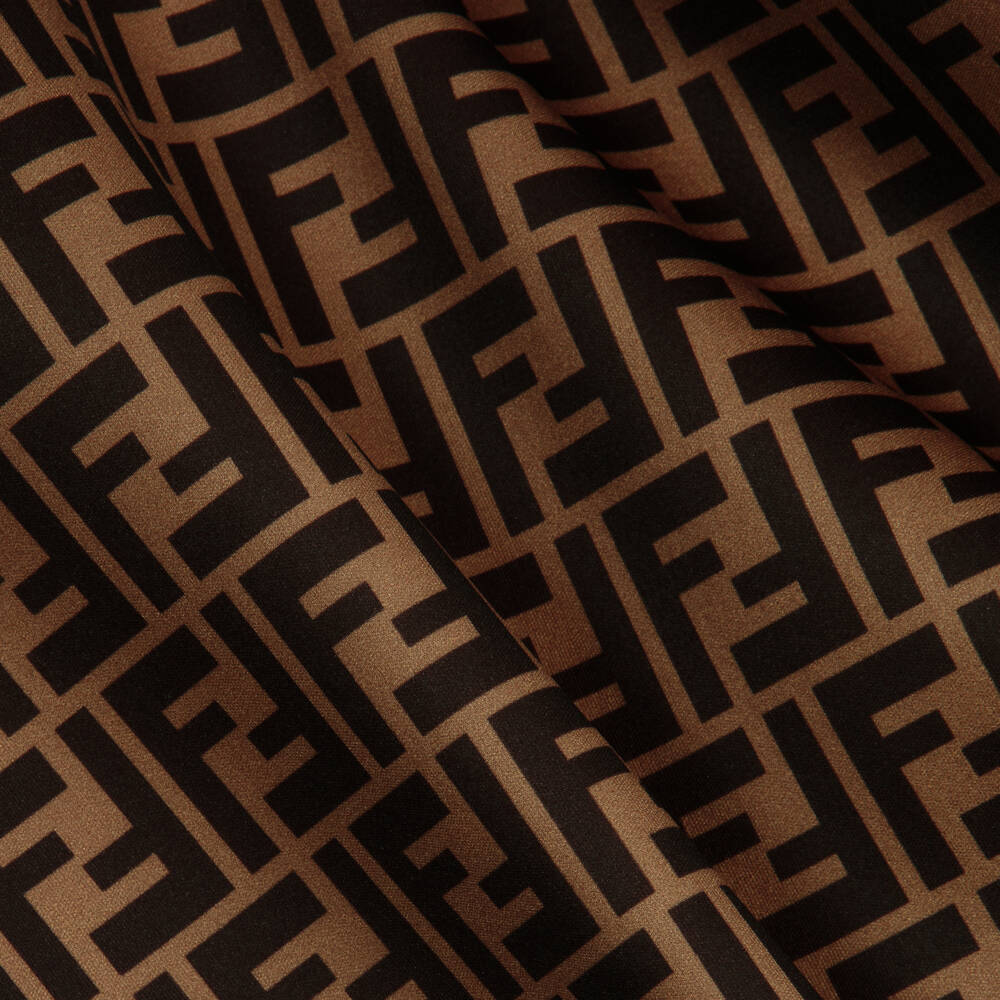 Fendi-Girls Brown & Pink FF Bow Dress | Childrensalon Outlet