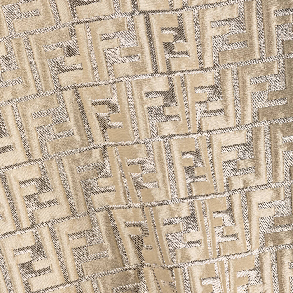 Fendi-فستان بناتي ذهبي من بروكيد بشعار | Childrensalon Outlet