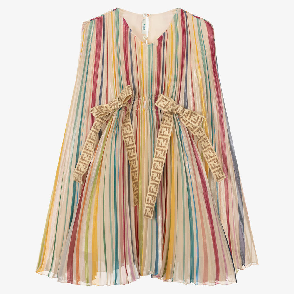 Fendi - Girls Colourful Stripe Trapeze Dress | Childrensalon