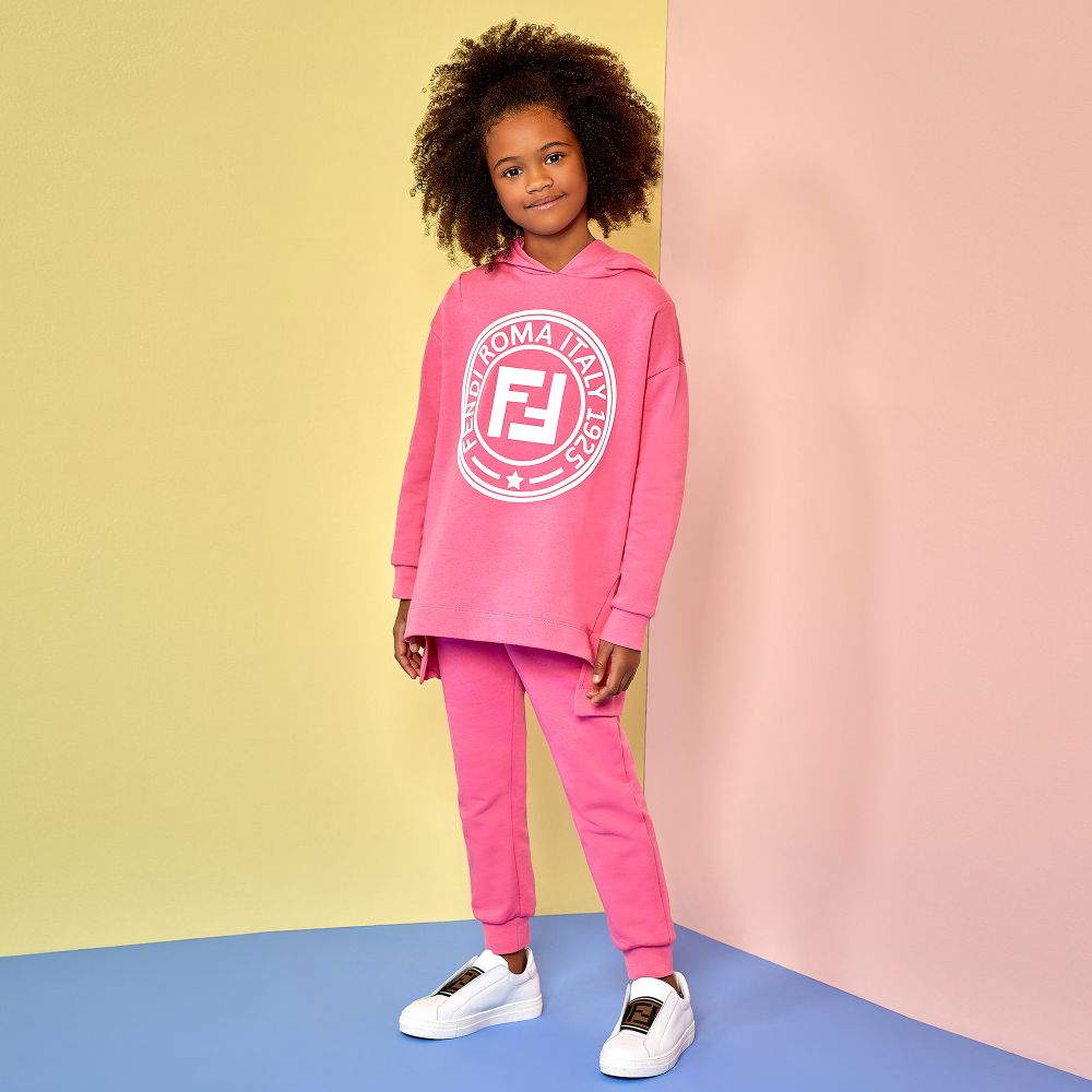 Fendi Special Edition Girls Cotton FF Logo Joggers