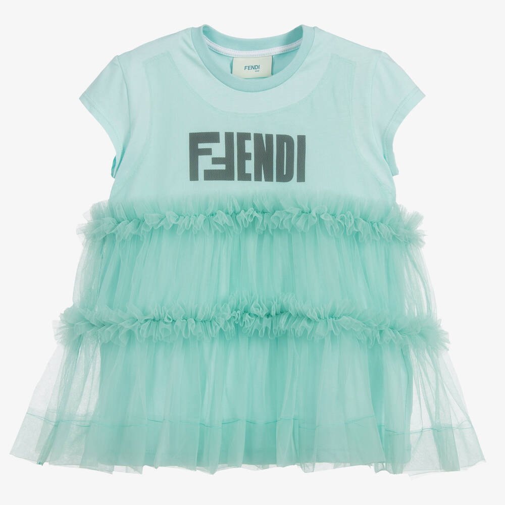 Fendi - Girls Cotton & Tulle T-Shirt | Childrensalon